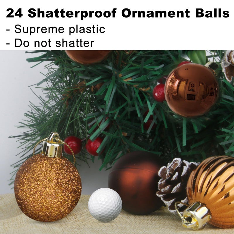 GameXcel Bronze 3.2 "" Large Christmas Balls - Christmas Tree Decoration Ornaments Shatterproof Hanging Balls for Birthday Halloween Holiday Wedding Decorations Set of 24pcs - Image 3